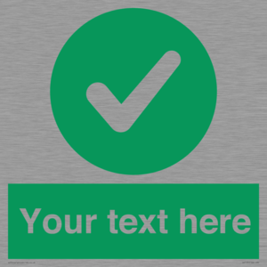 Custom green background, green circle with tick